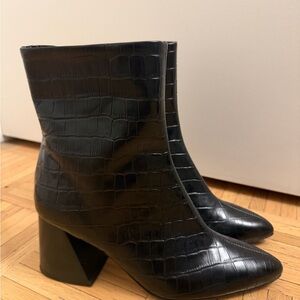 Thursday Boot Company Black Croc-Patterned Ankle Boots